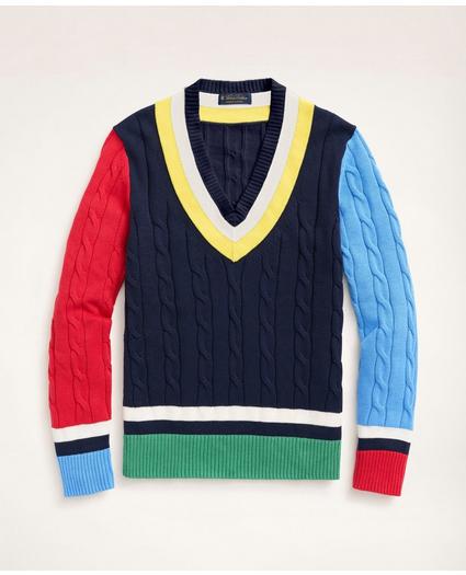 Supima® Cotton Cable Fun Tennis Sweater, image 1