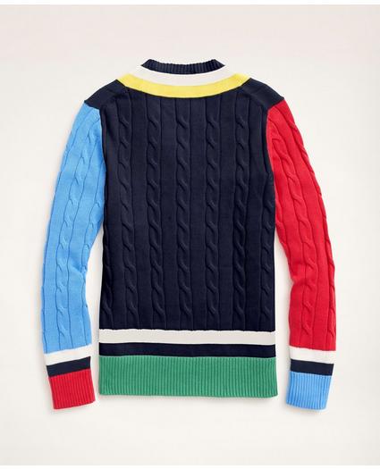 Supima® Cotton Cable Fun Tennis Sweater, image 3