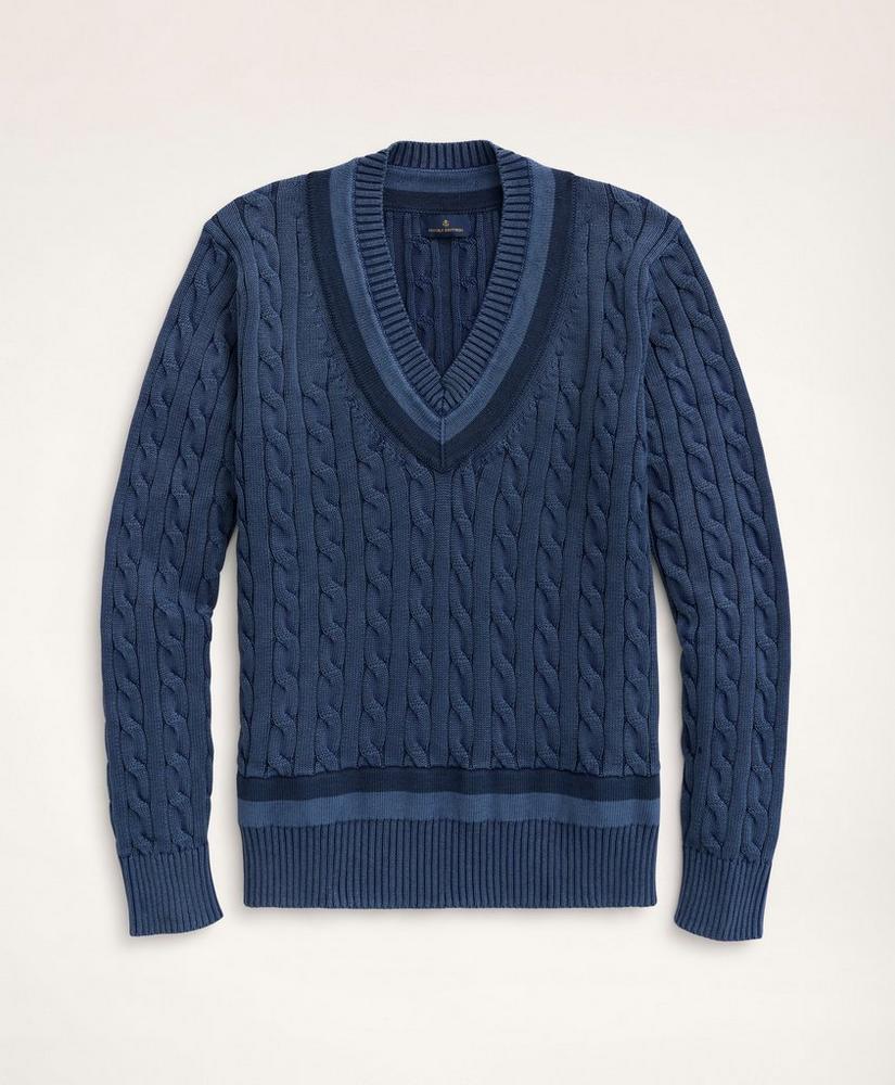 Supima® Cotton Indigo Tennis Sweater, image 1