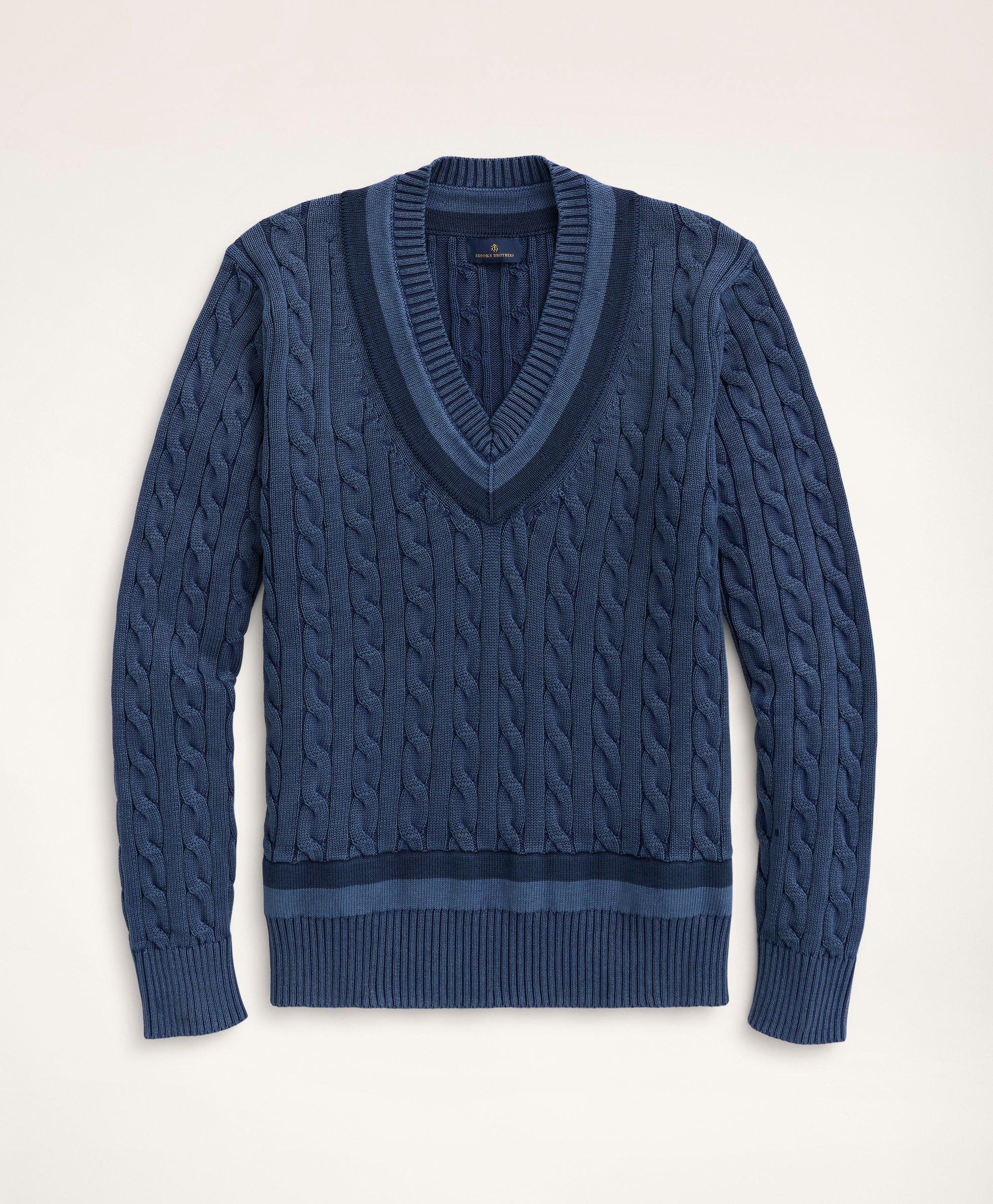 Supima® Cotton Indigo Tennis Sweater