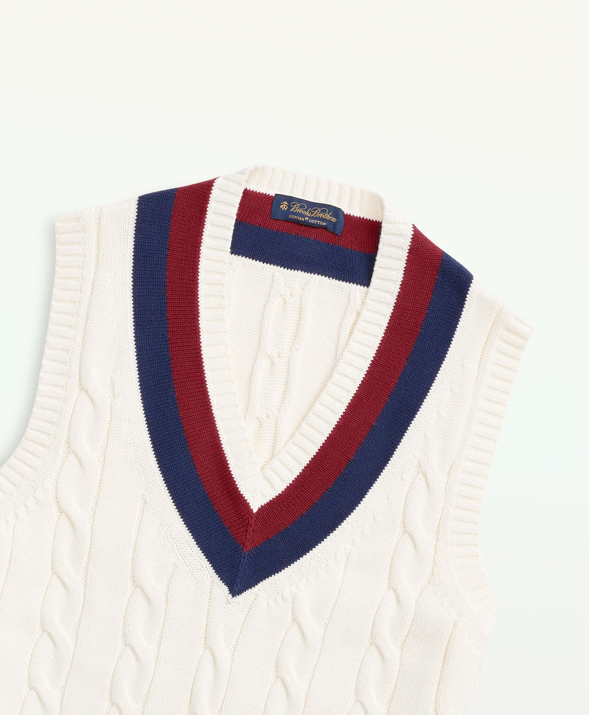 Vintage Inspired Tennis V Neck Vest in Supima Cotton