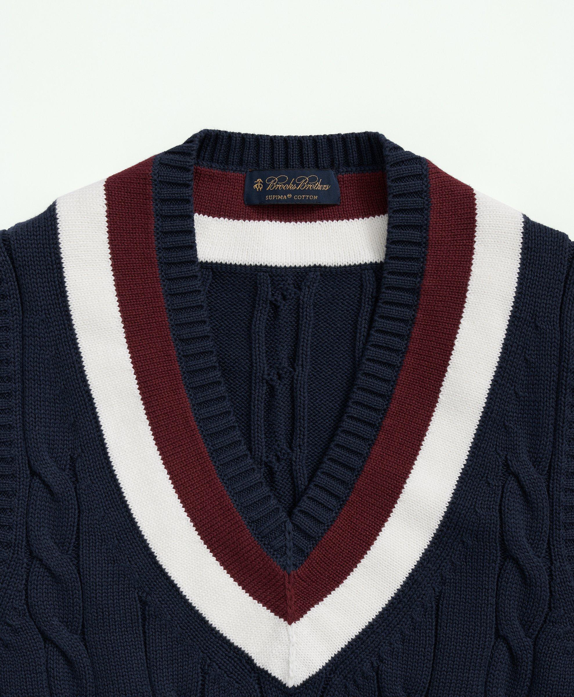 Vintage-Inspired Tennis V-Neck Vest in Supima® Cotton