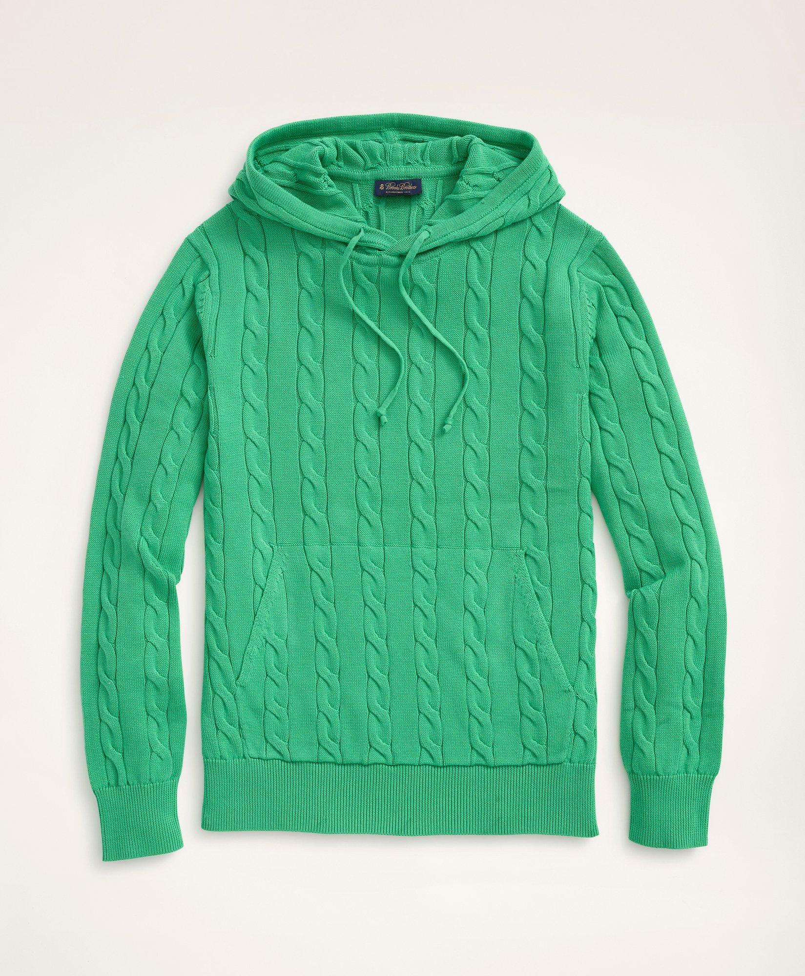 CABLE-KNIT HOODIE - Light green