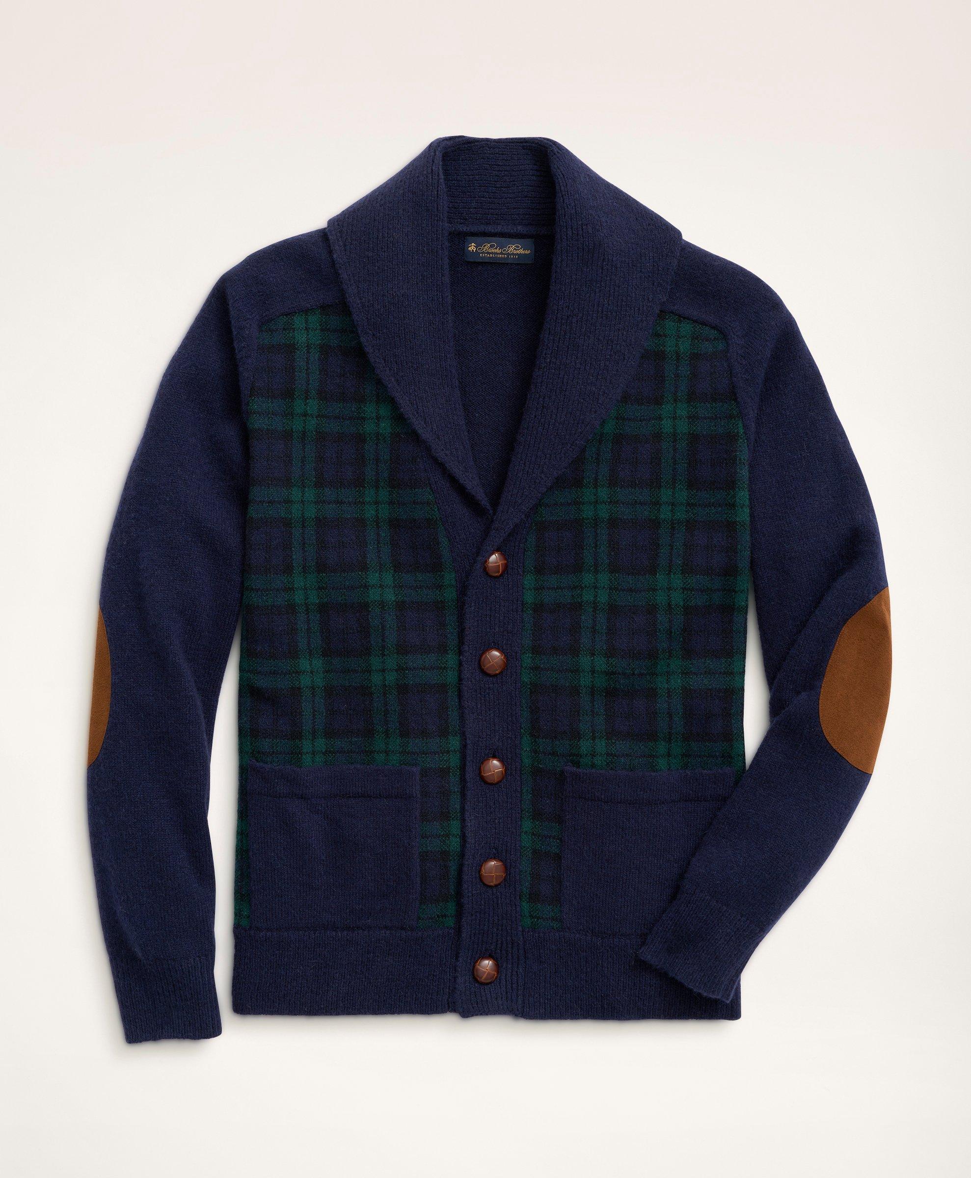 Wool Alpaca Shawl Collar Tartan Cardigan