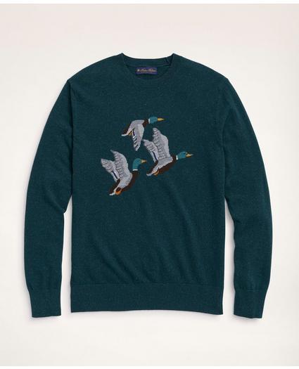 Merino-Silk-Cashmere Duck Intarsia Sweater, image 1