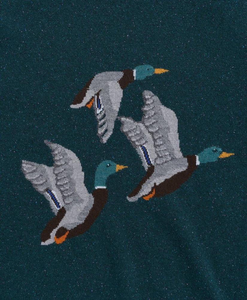 Merino-Silk-Cashmere Duck Intarsia Sweater, image 2