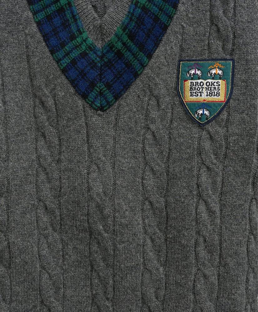 Lambswool Tartan Crest Tennis Sweater, image 2