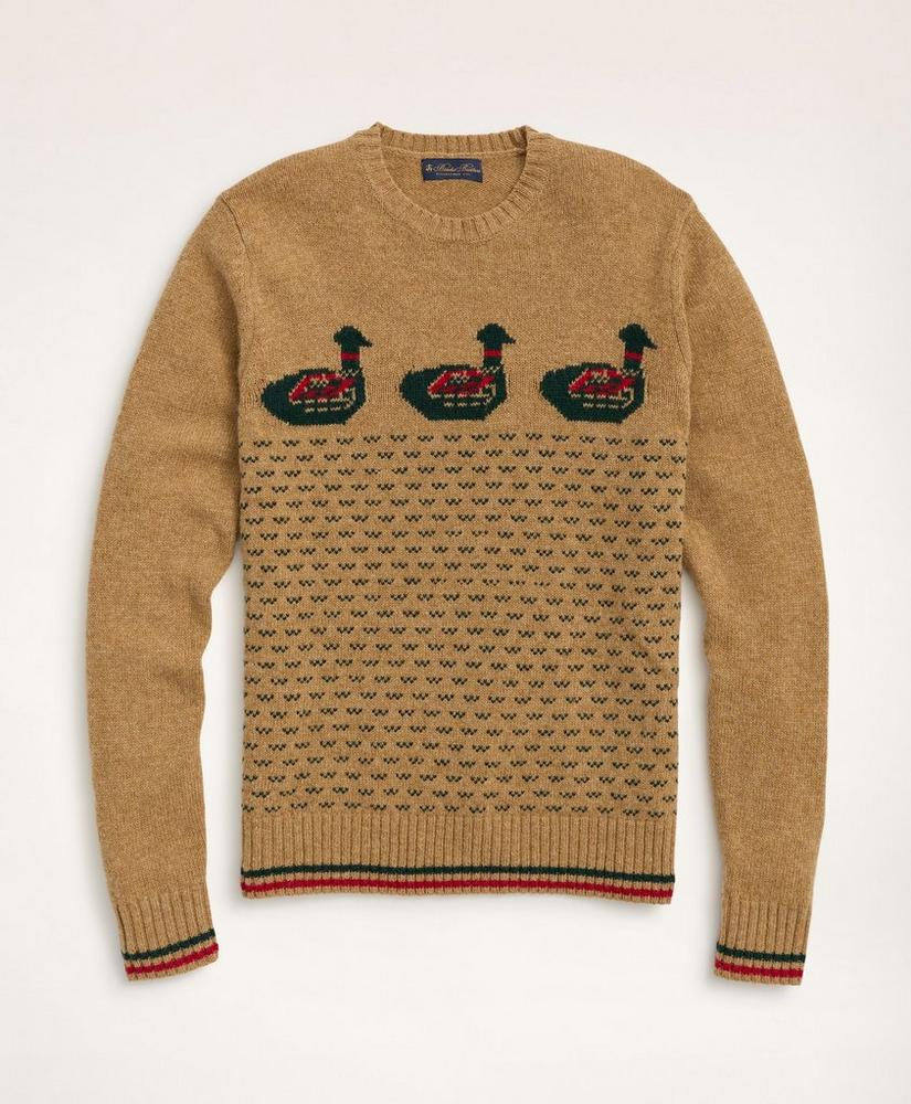 Brushed Wool Fair Isle Duck Motif Sweater, image 1