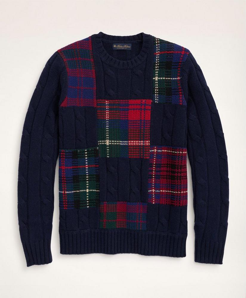 Merino Wool Patchwork Plaid Sweater, image 1