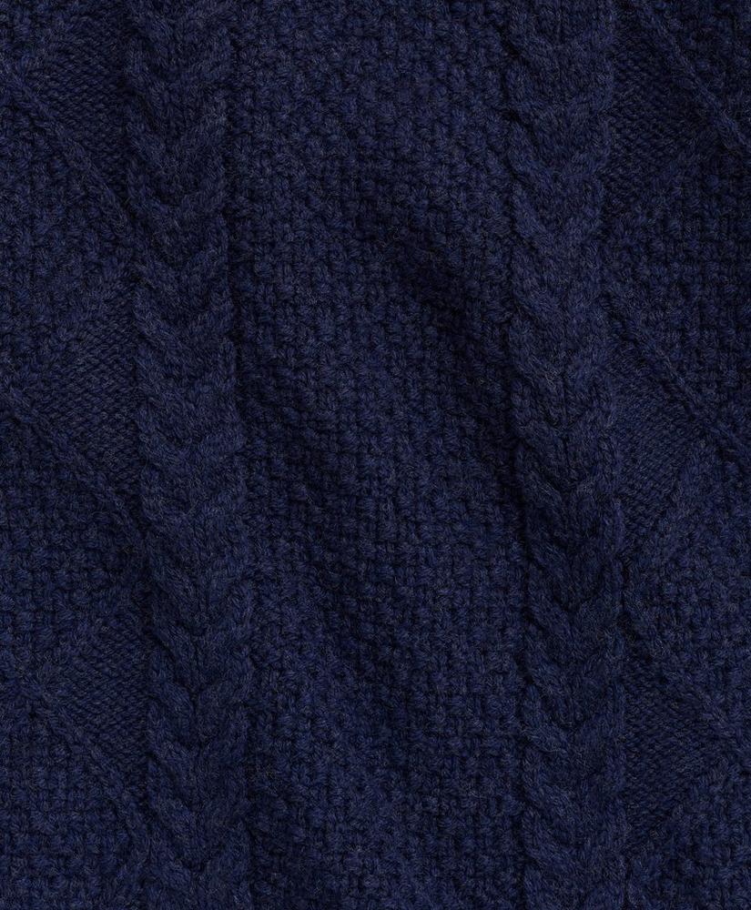 Merino Wool Mock Neck Aran Cable Sweater, image 2