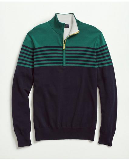 Supima® Cotton Half-Zip Mariner Stripe Sweater, image 1