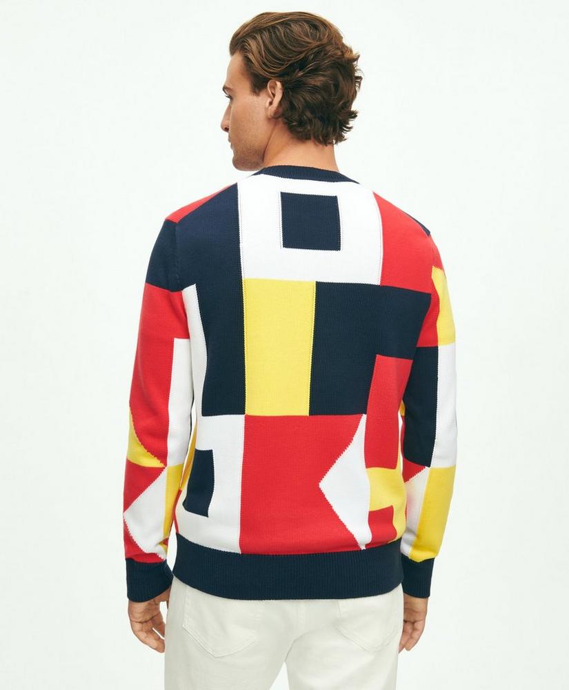 Supima® Cotton Nautical Flag Crewneck Sweater, image 4