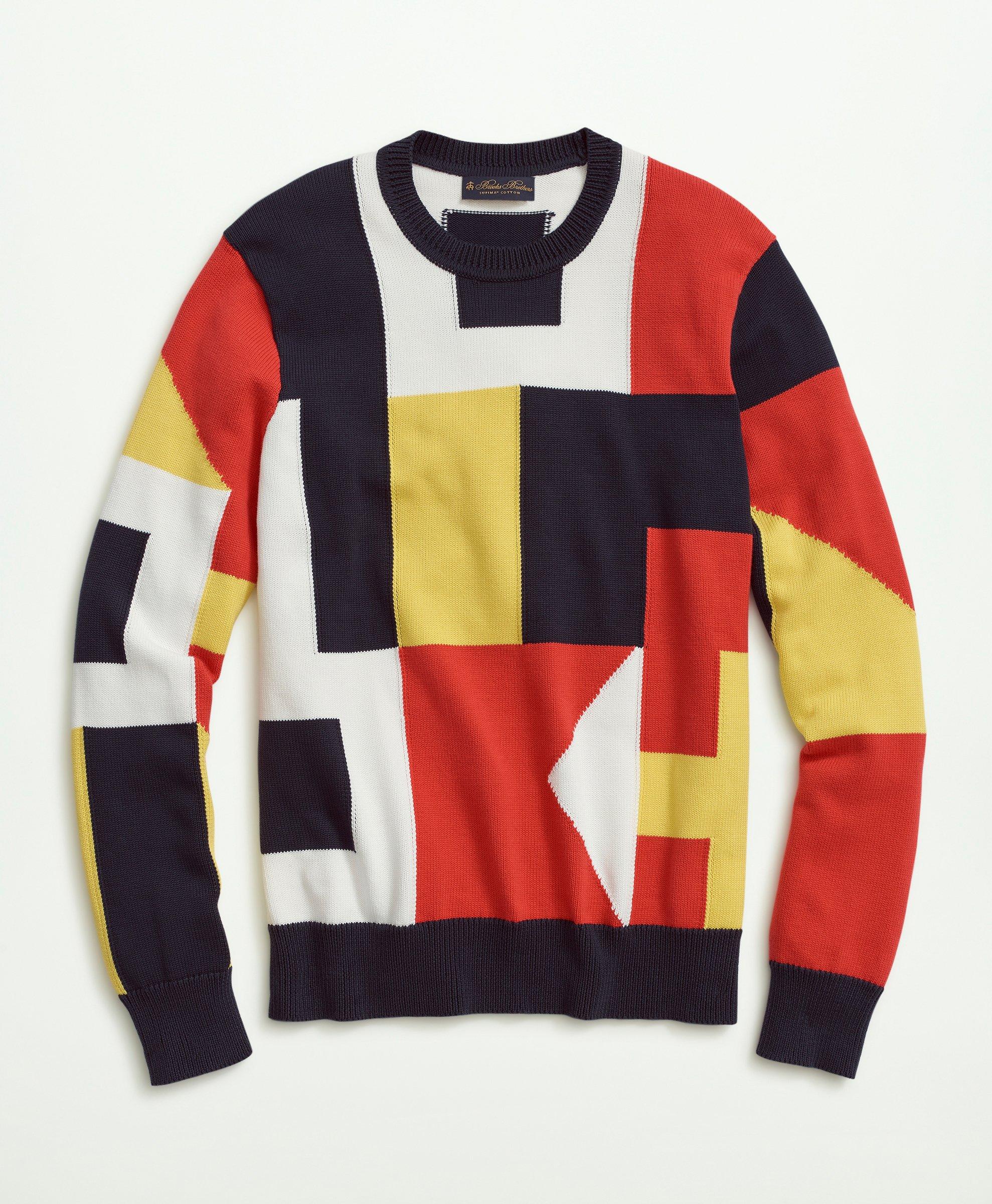 Supima® Cotton Nautical Flag Crewneck Sweater