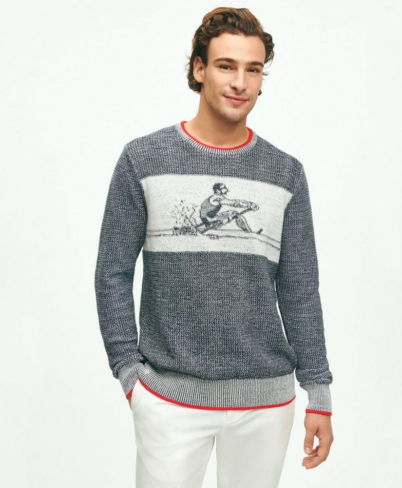 Supima® Cotton Intarsia Rower Crewneck Sweater, image 1