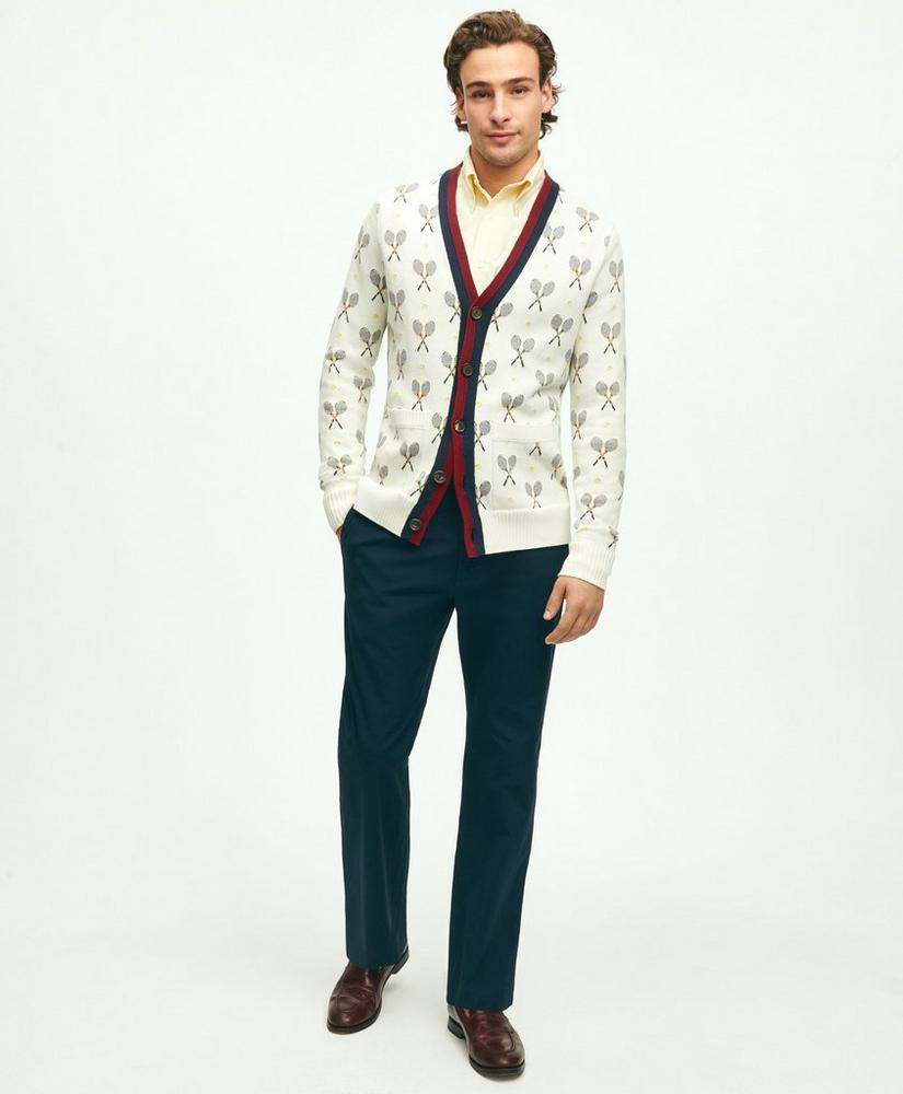 Supima® Cotton Racquet Jacquard Pattern Cardigan, image 1