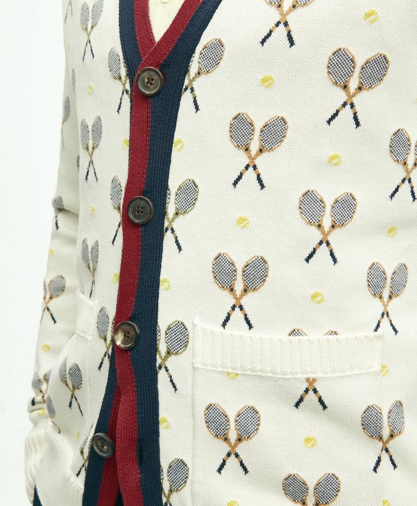Supima® Cotton Racquet Jacquard Pattern Cardigan, image 4