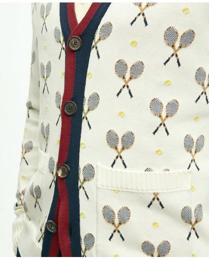 Supima® Cotton Racquet Jacquard Pattern Cardigan, image 3