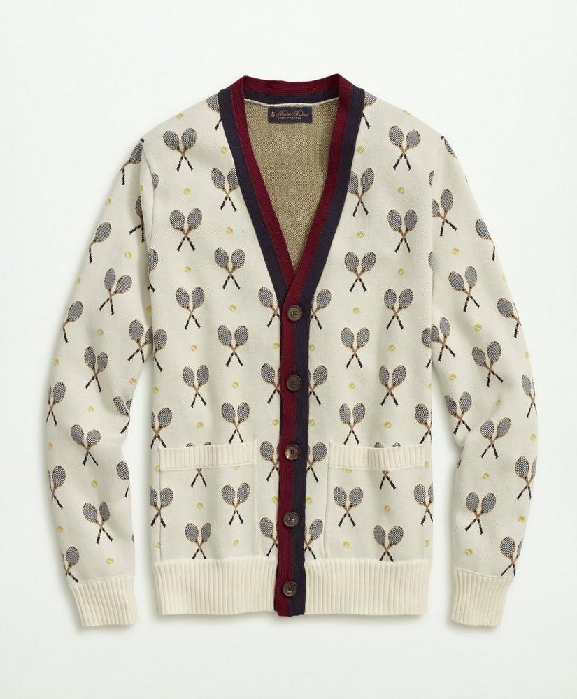 Supima® Cotton Racquet Jacquard Pattern Cardigan, image 5