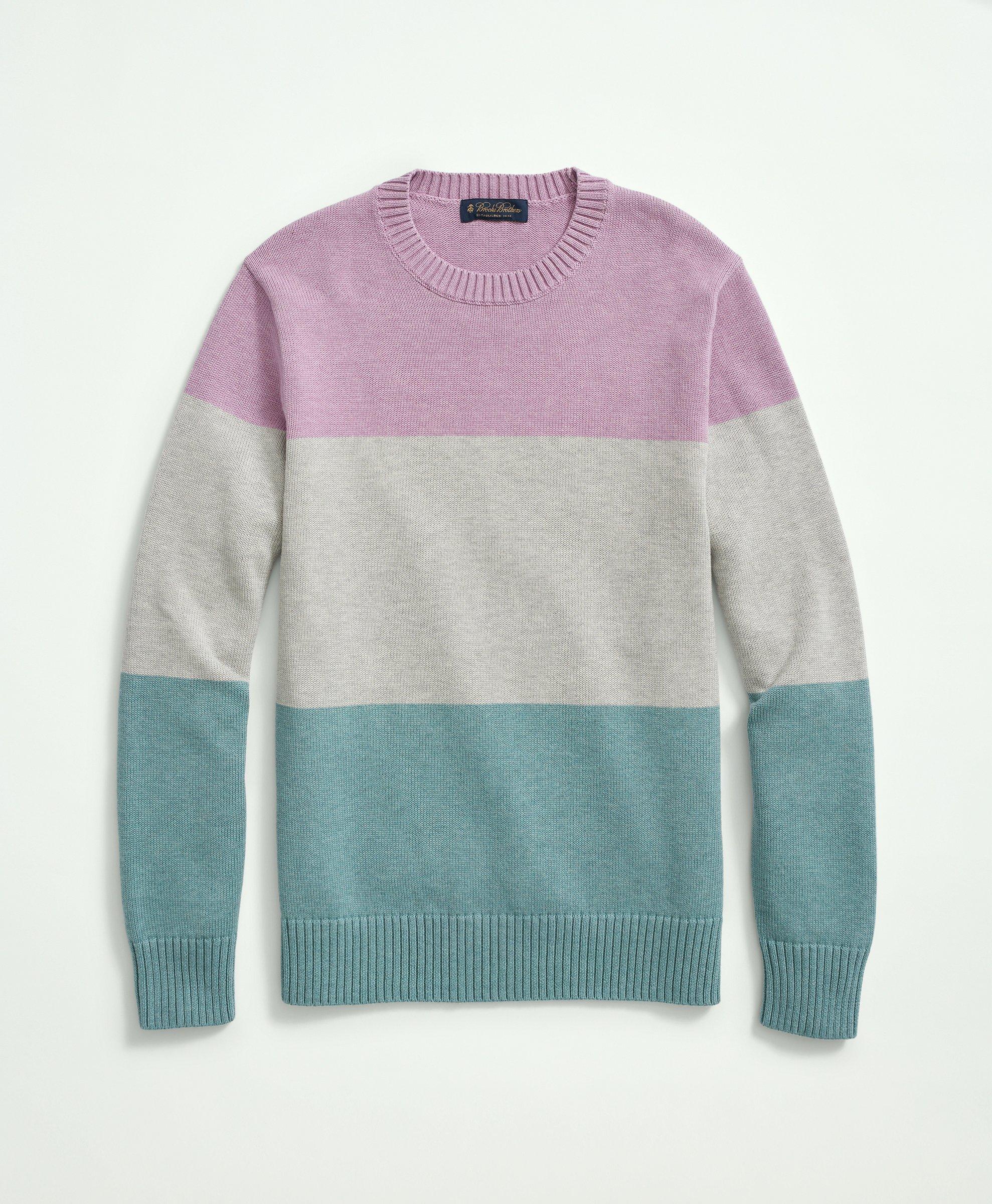 Script Periwinkle and Green Mens Crewneck Sweatshirt - Three Commas™