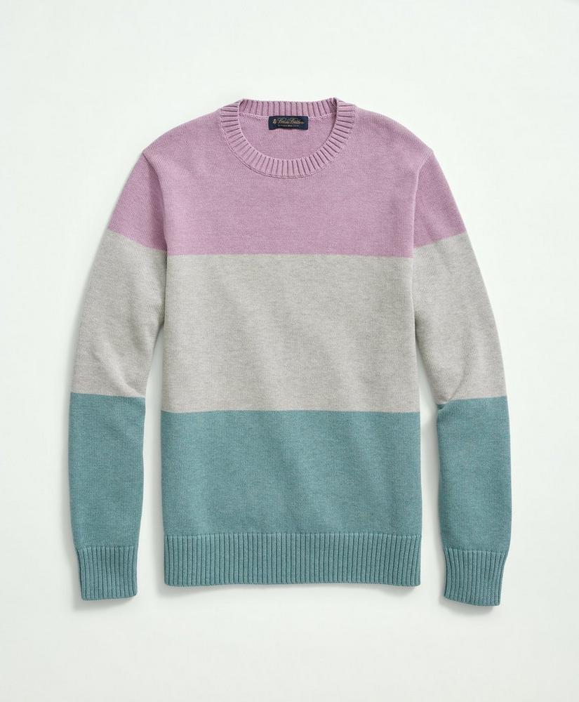 Supima® Cotton Color-Block Crewneck Sweater