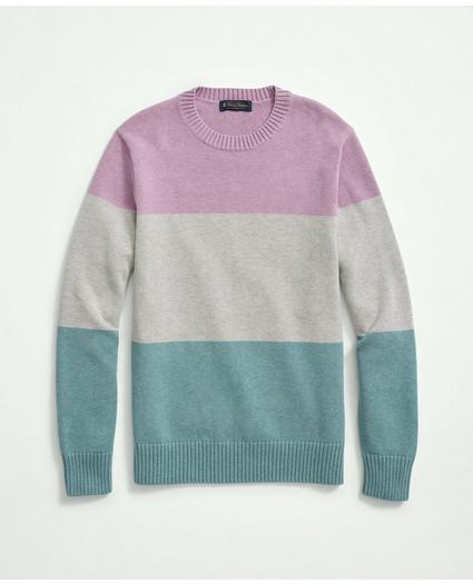 Supima® Cotton Color-Block Crewneck Sweater, image 1