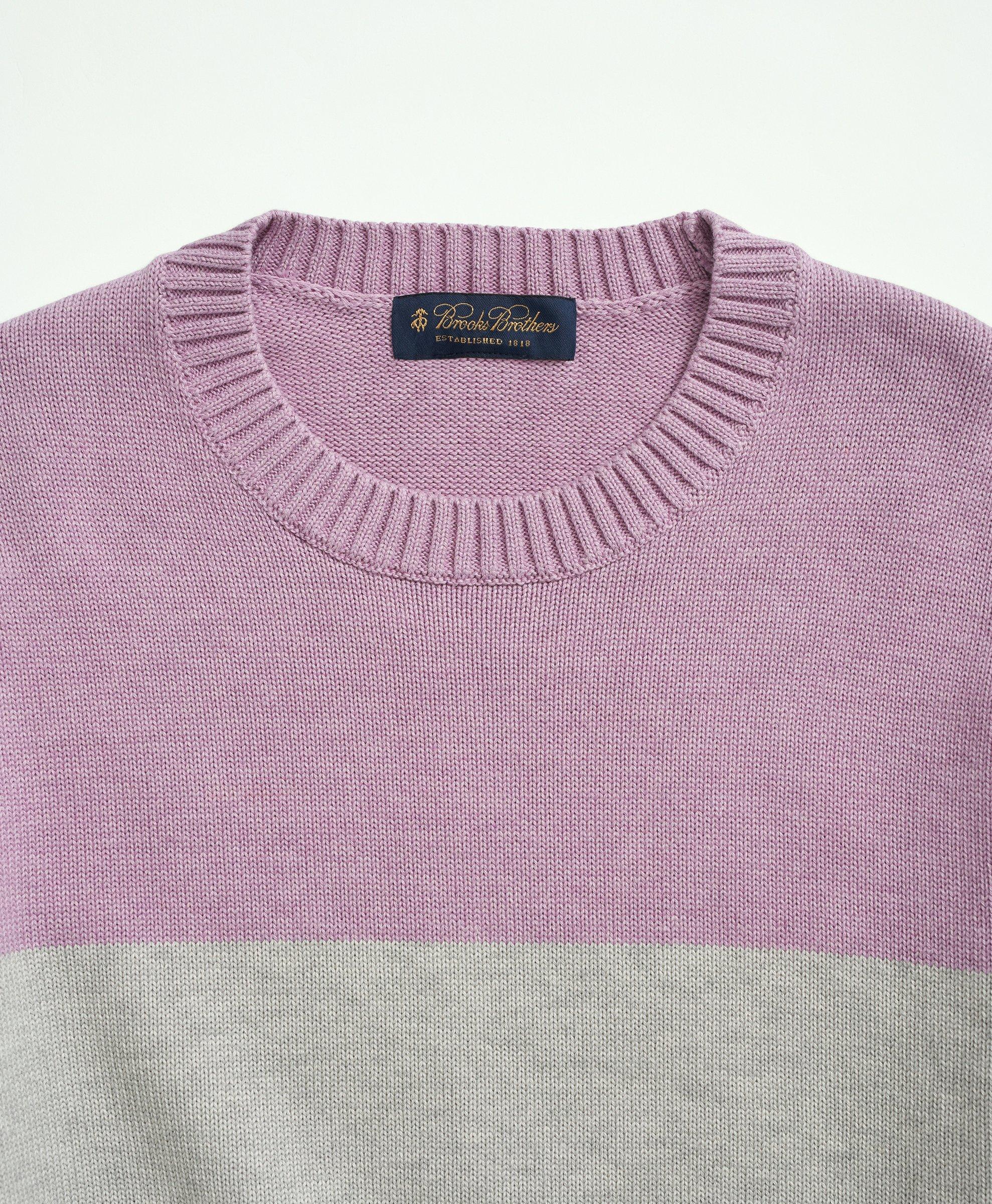 Supima® Cotton Color-Block Crewneck Sweater, image 2