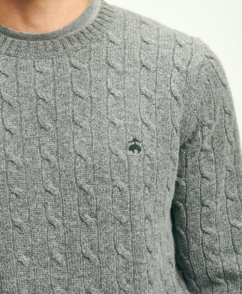 Lambswool Cable Knit Crewneck Sweater, image 3