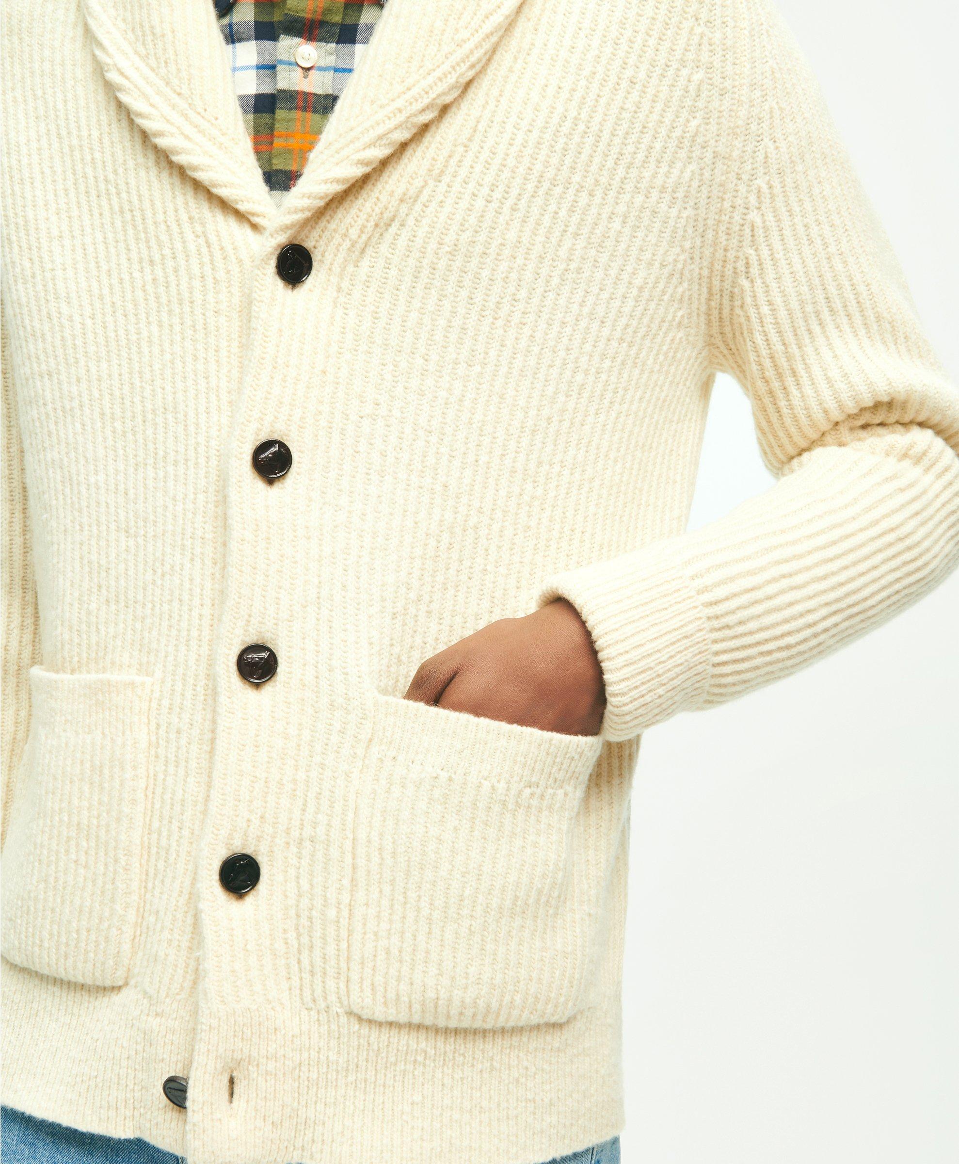 Mens cream shawl collar cardigan best sale