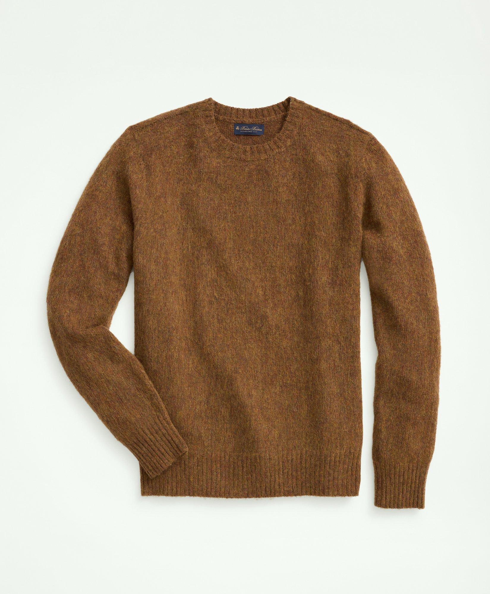 Brooks Brothers Men's Brushed Wool Raglan Crewneck Sweater | Rust | Size Medium - Shop Holiday Gifts and Styles