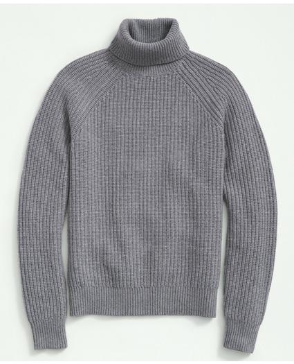 Merino Wool Cashmere English Rib Turtleneck Sweater, image 1
