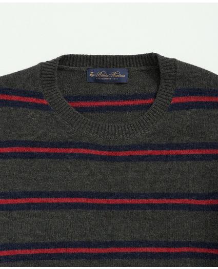 Lambswool Crewneck Belt Striped Sweater, image 2