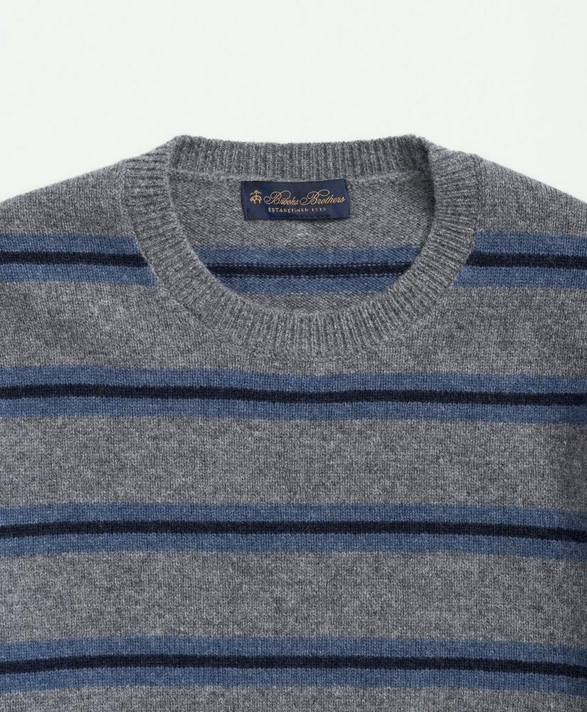 Lambswool Crewneck Belt Striped Sweater, image 4
