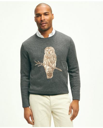 Merino Wool Cashmere Owl Intarsia Sweater, image 1