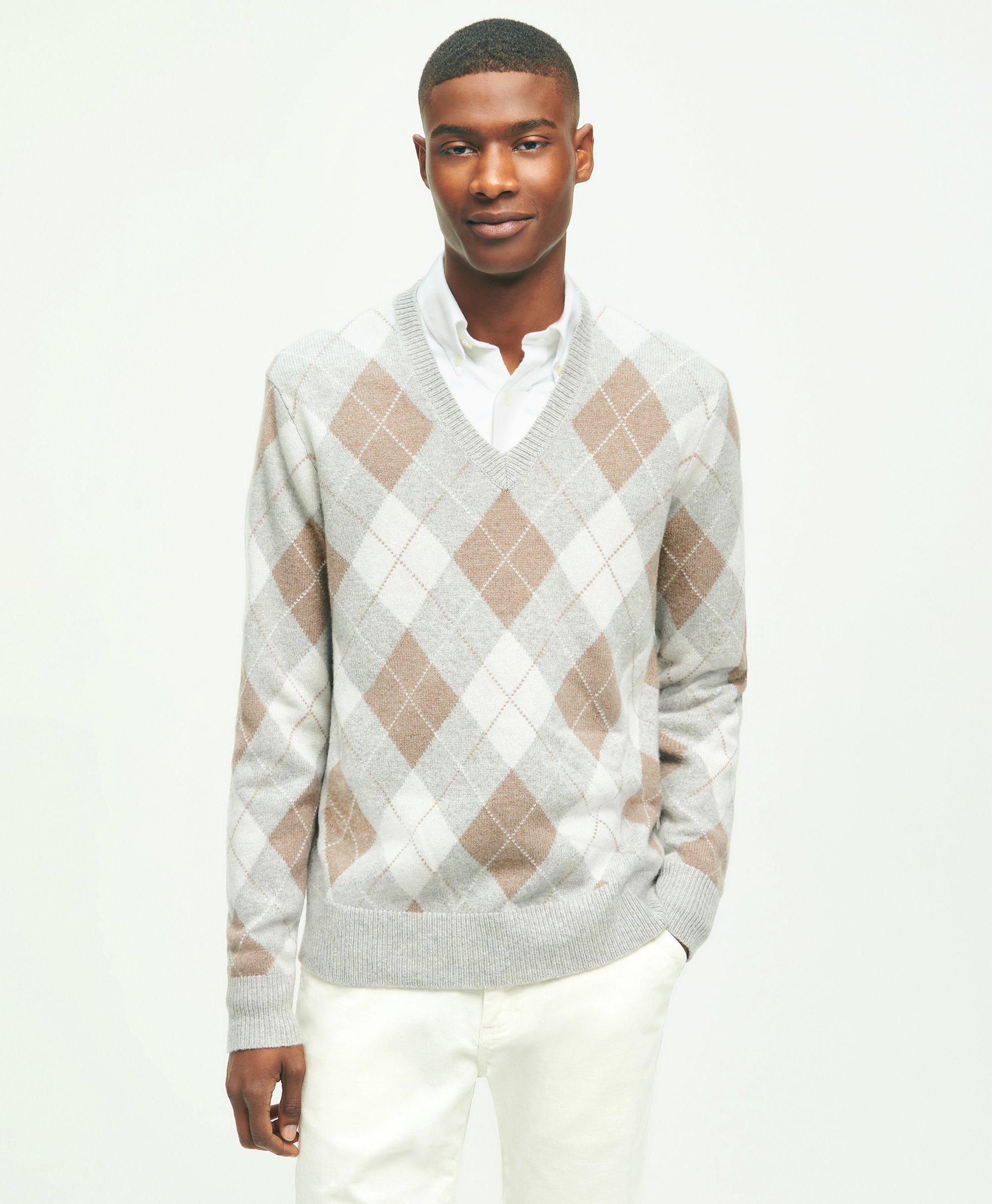 Merino Wool Cashmere Argyle Sweater, image 1