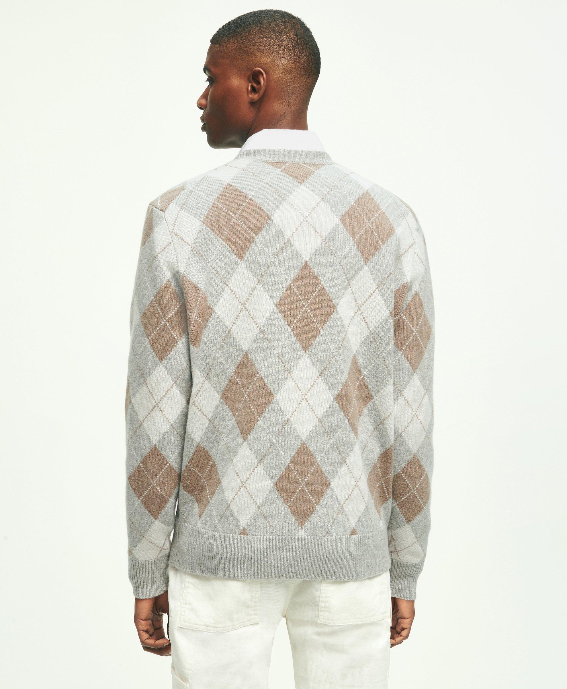 Gents Cashmere Argyle V-Neck Sweater