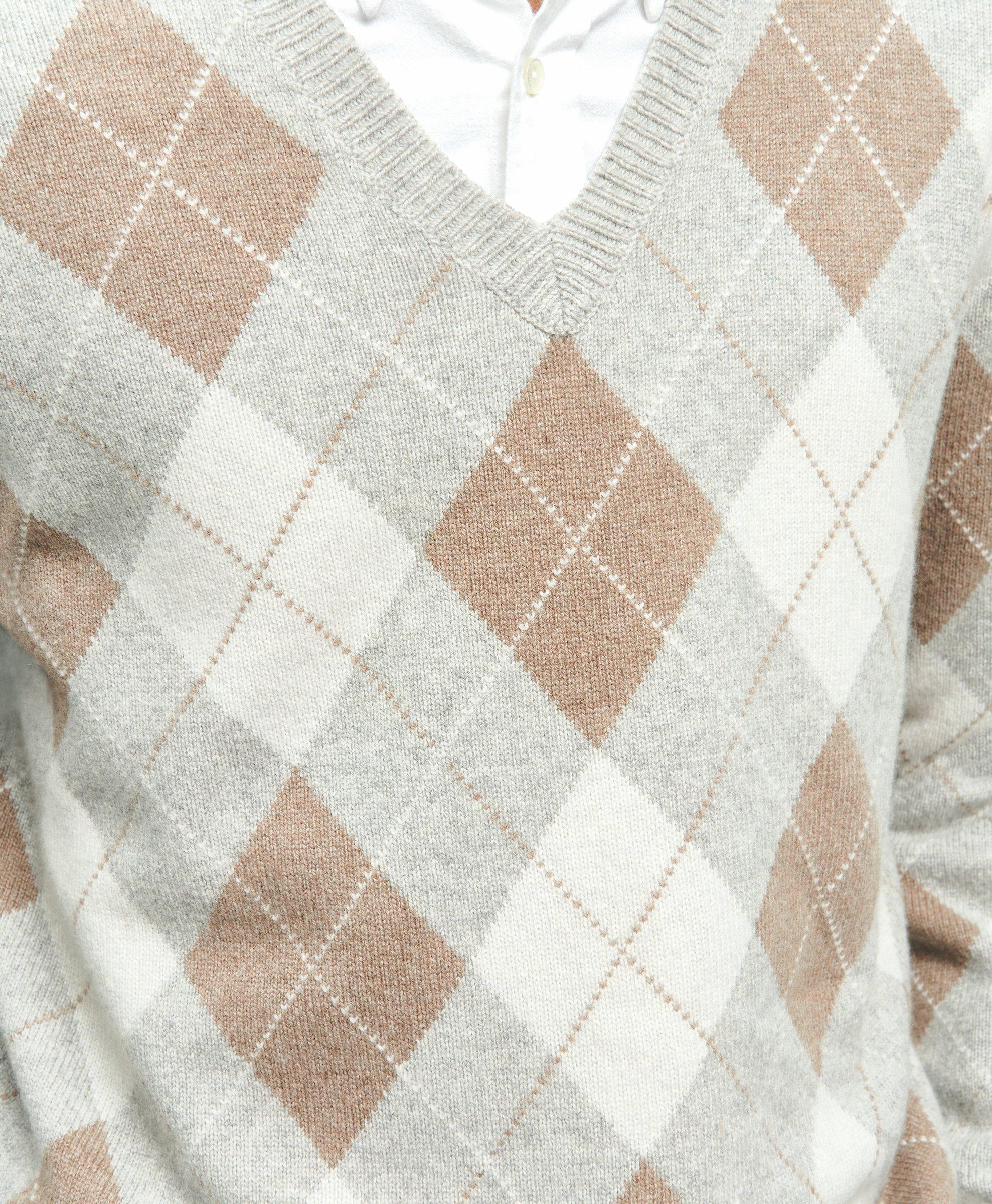 Merino Wool Cashmere Argyle Sweater, image 5