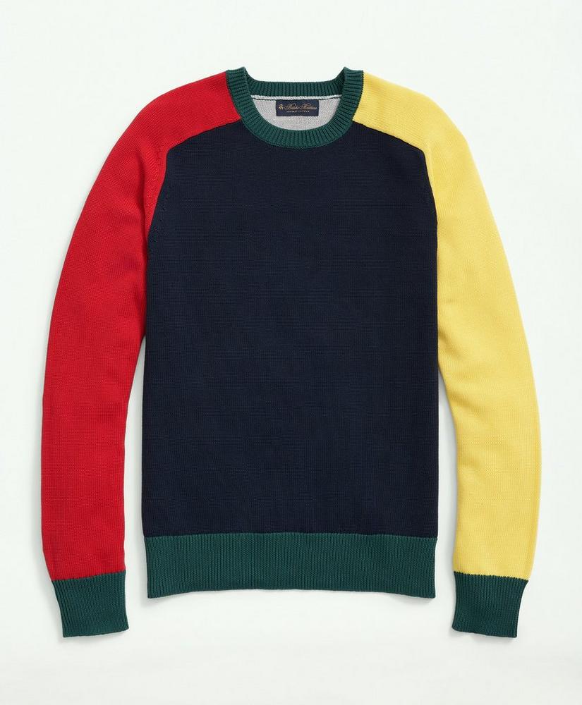 Supima® Crewneck Color-Block Fun Sweater, image 1