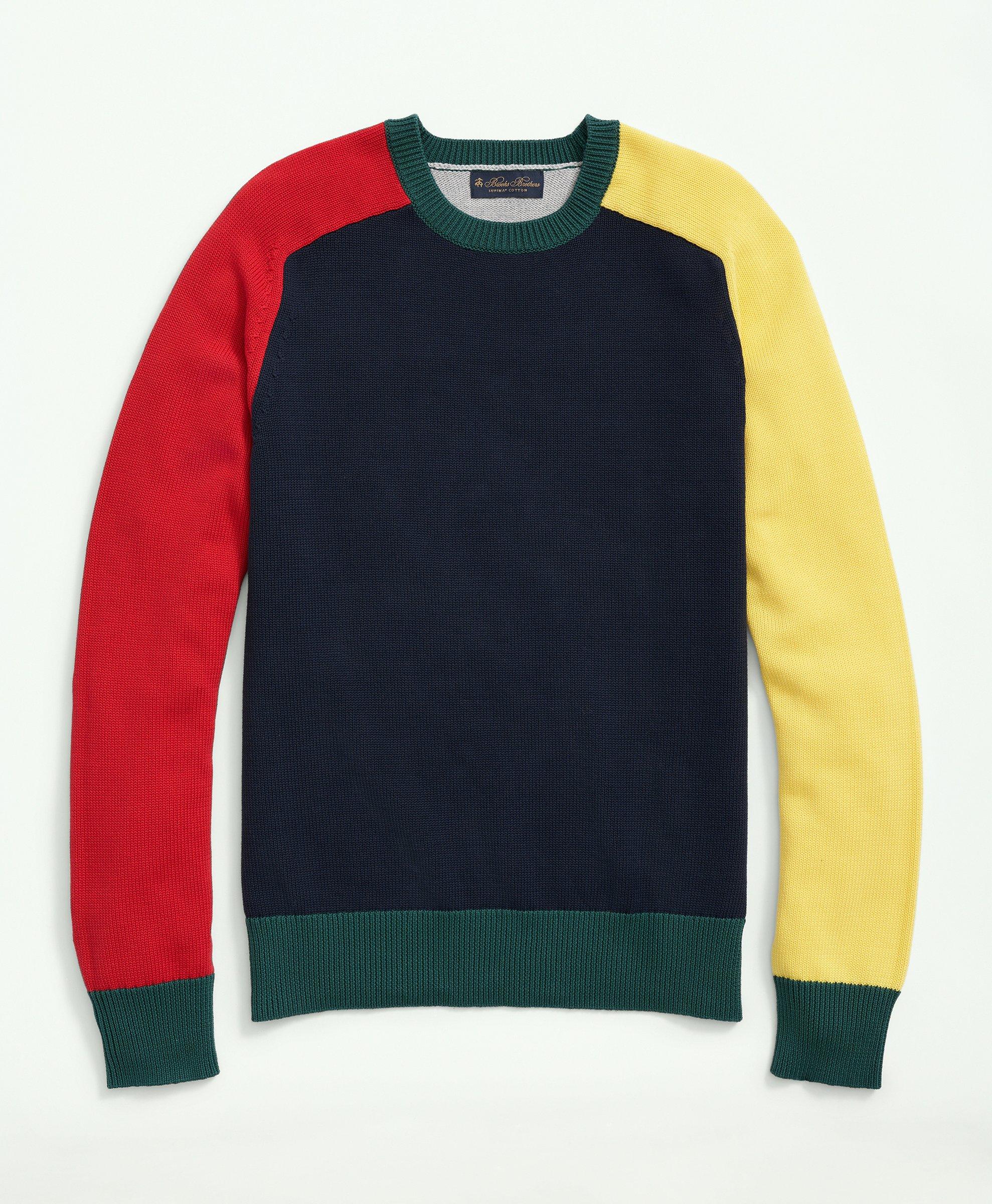 Supima Crewneck Color Block Fun Sweater