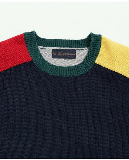 Supima® Crewneck Color-Block Fun Sweater, image 2