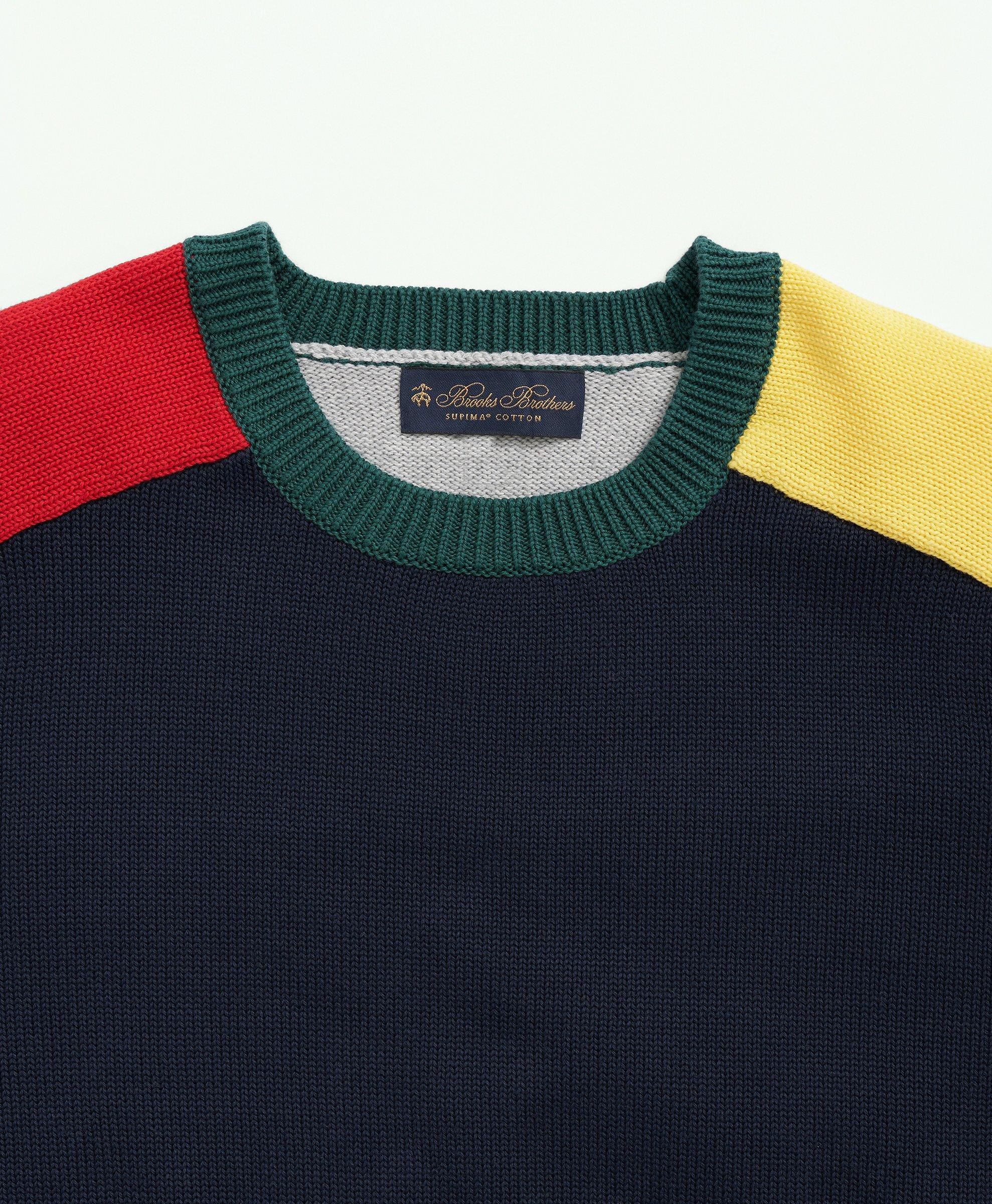 Supima® Crewneck Color-Block Fun Sweater