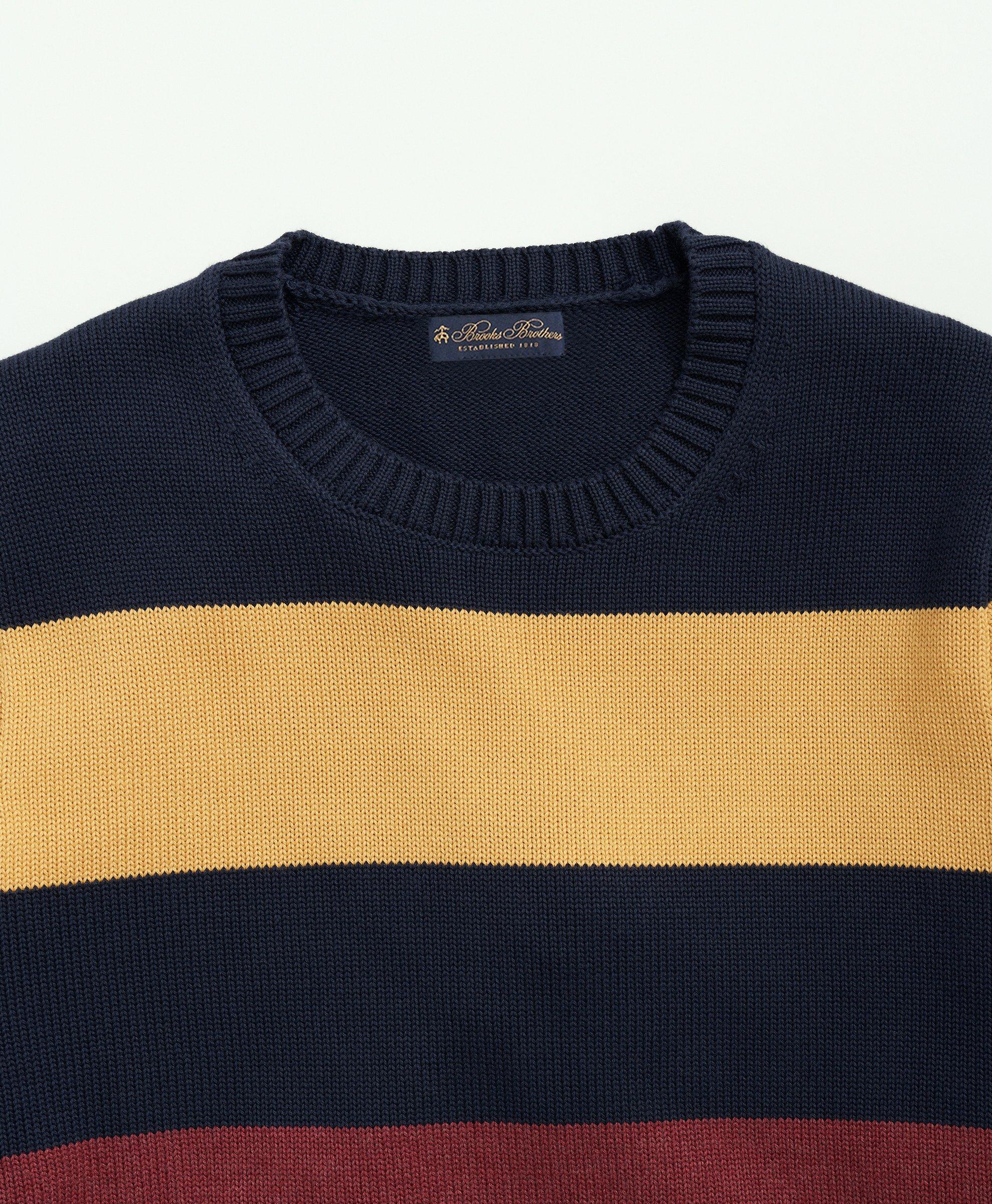 Cotton Crewneck Rugby Stripe Sweater, image 2