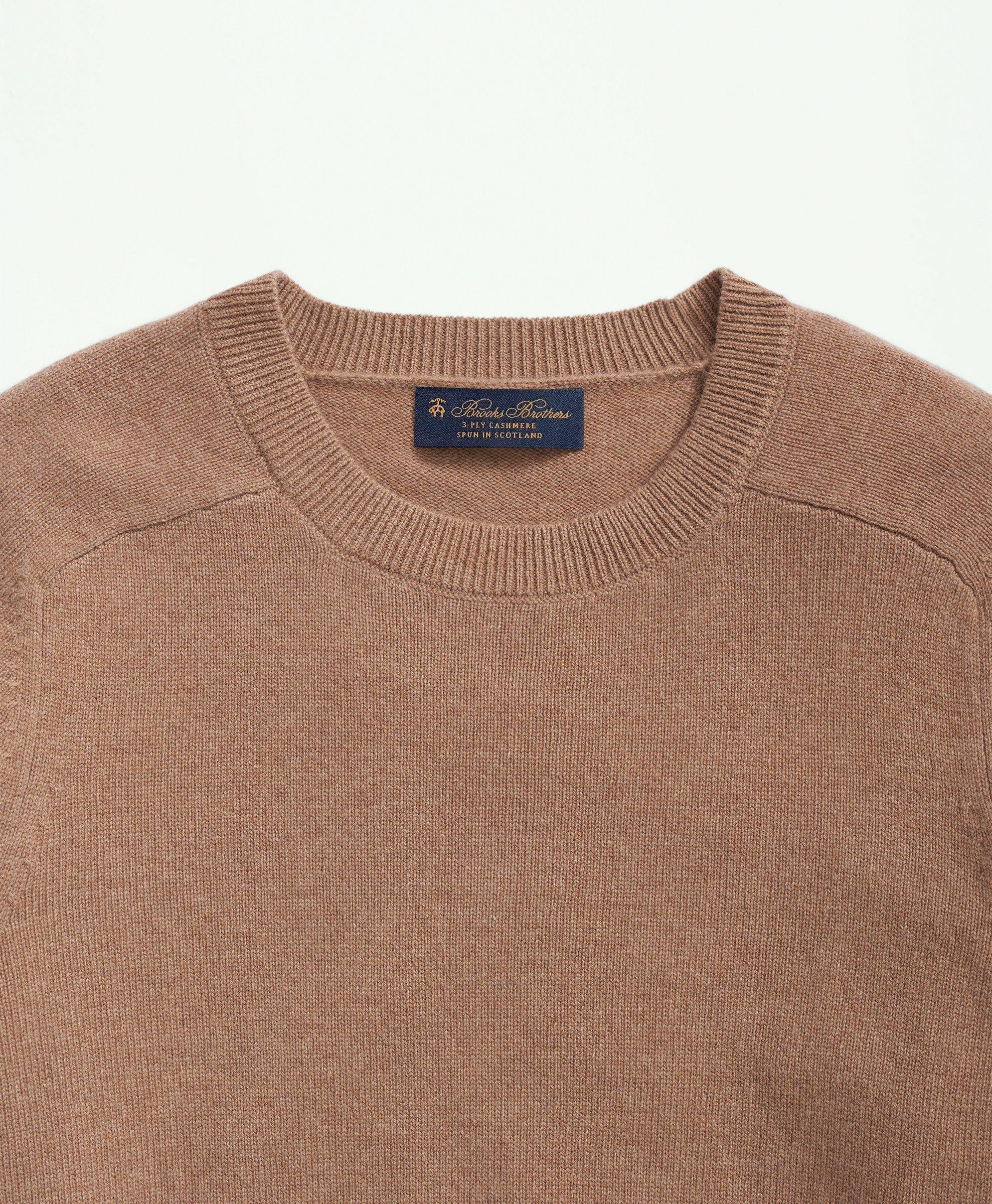 3-Ply Cashmere Crewneck Saddle Shoulder Sweater, image 2