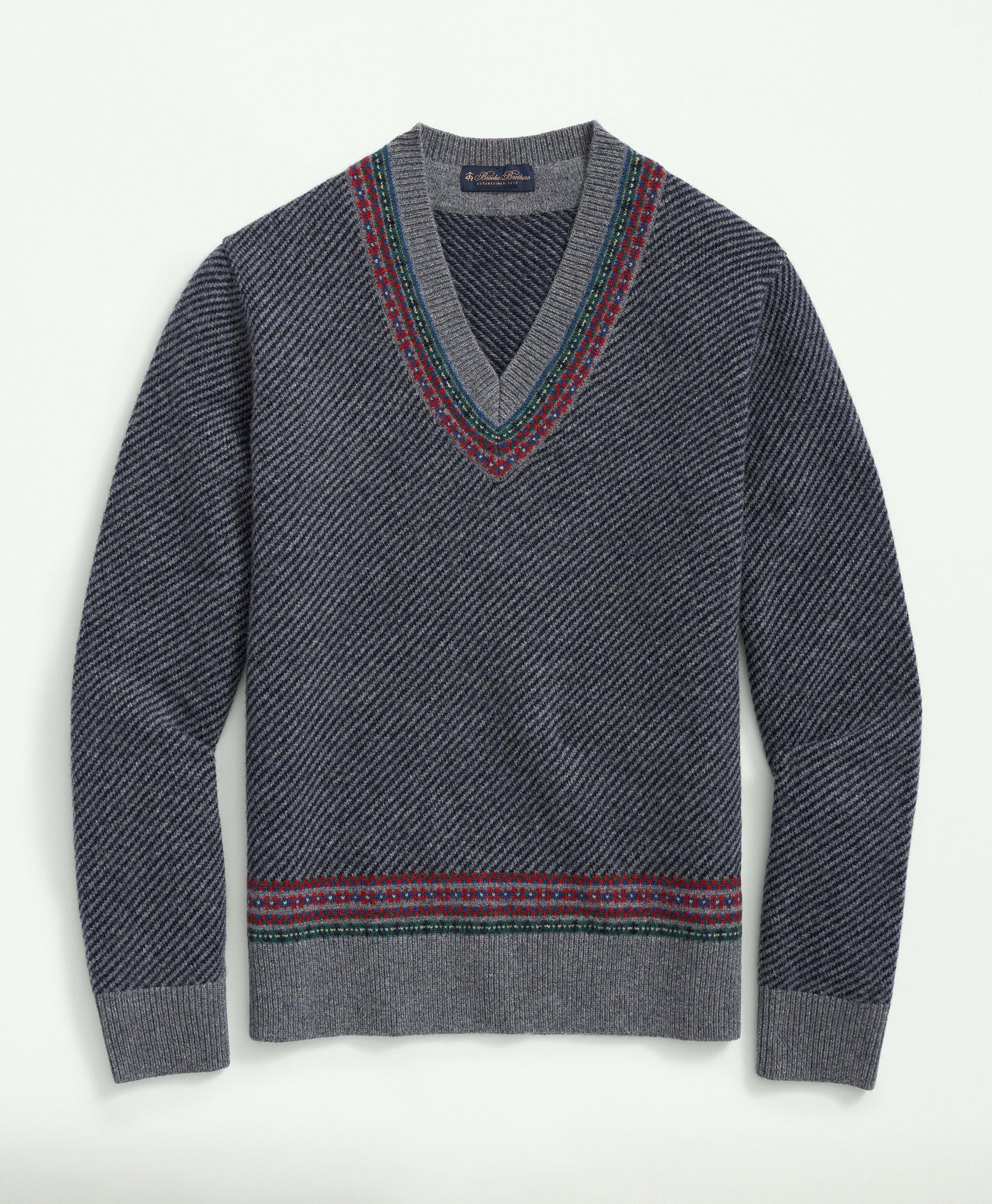 Lambswool Jacquard Tennis Sweater