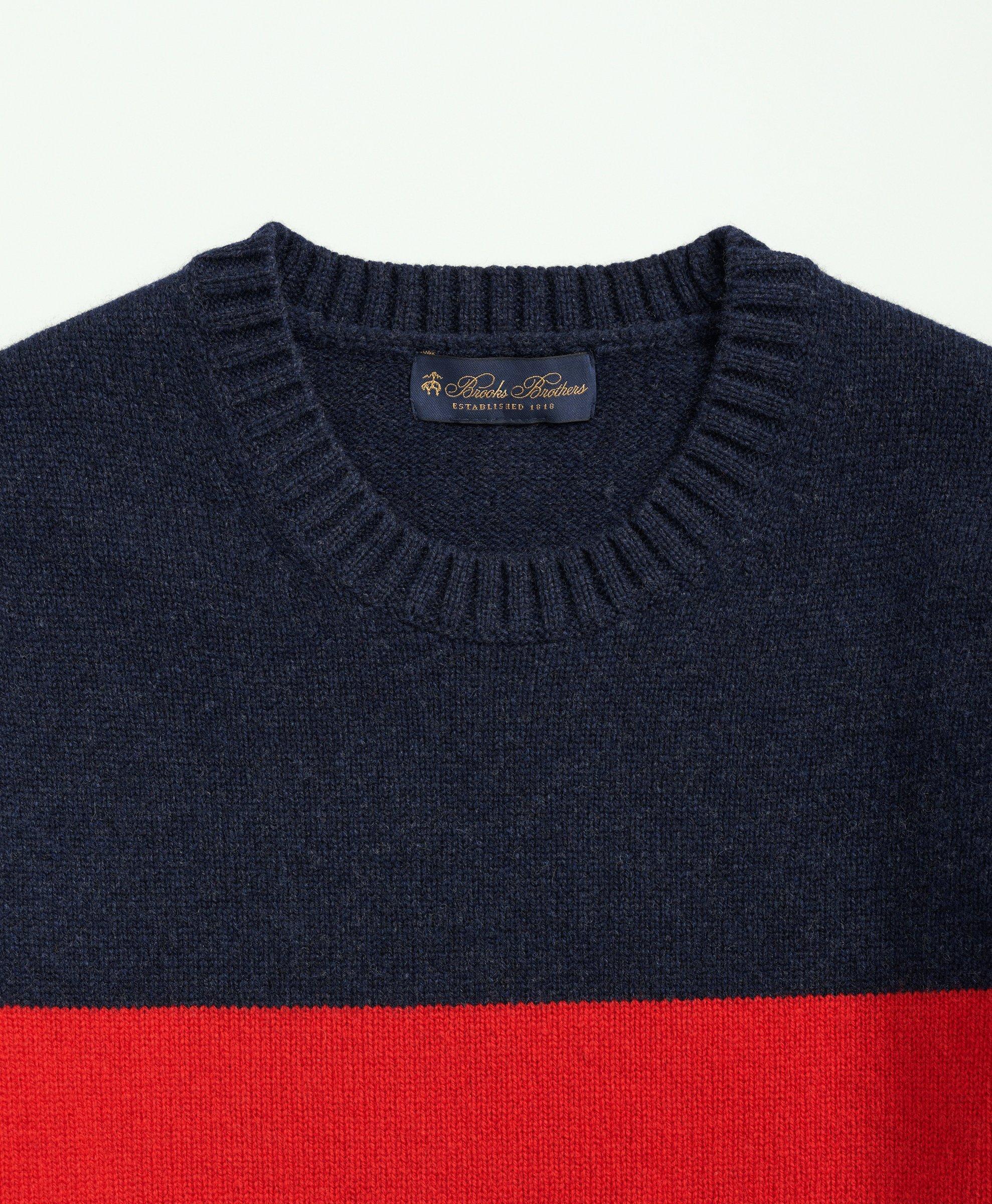 Lambswool Crewneck Chest Striped Sweater, image 2
