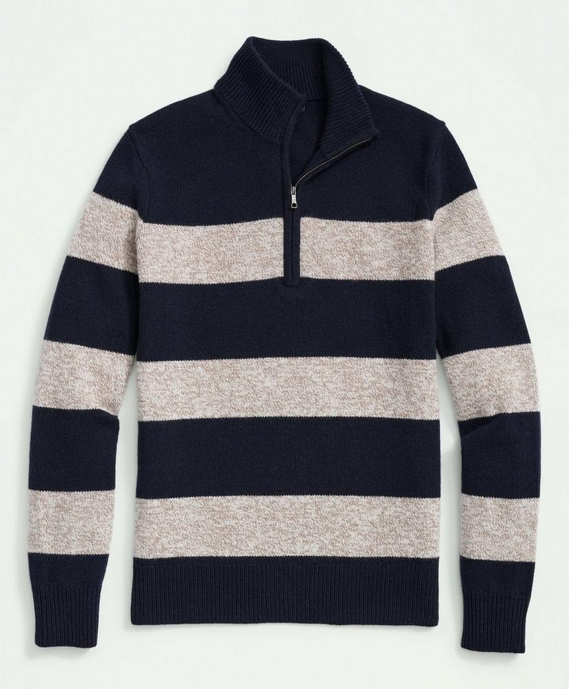Merino Wool Striped Half-Zip Sweater, image 1
