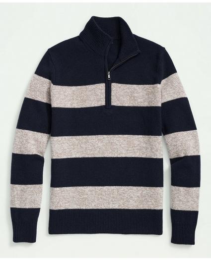 Merino Wool Striped Half-Zip Sweater, image 1
