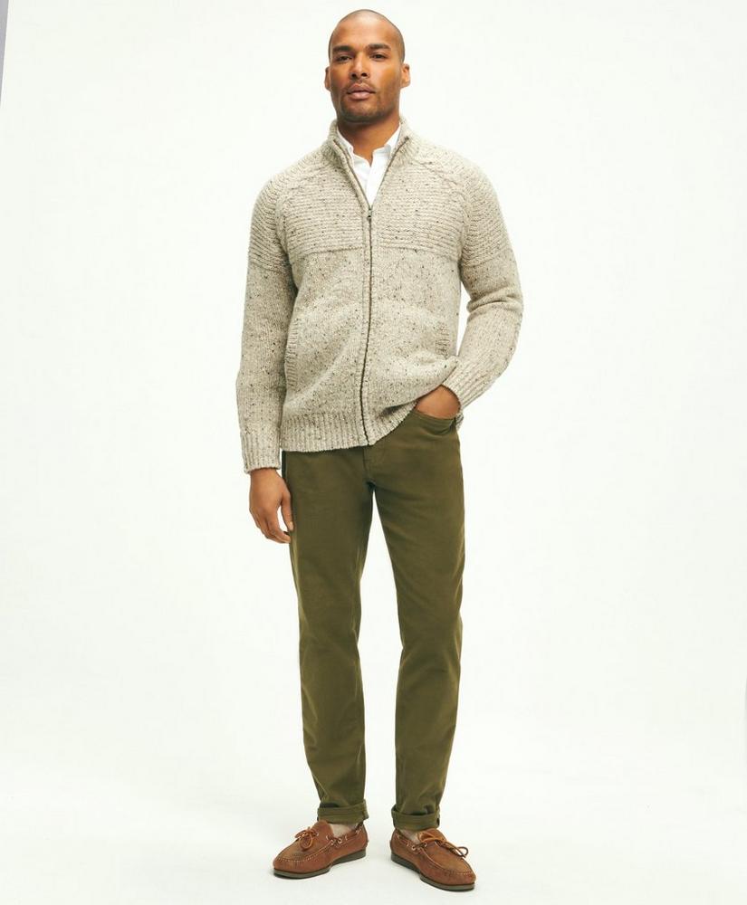 Merino Donegal Wool Cable Knit Zip Cardigan, image 4