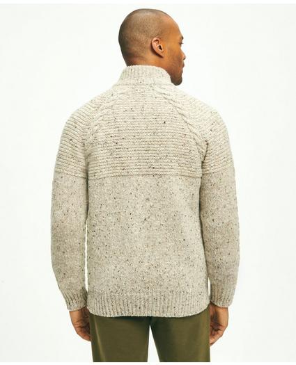 Merino Donegal Wool Cable Knit Zip Cardigan, image 5