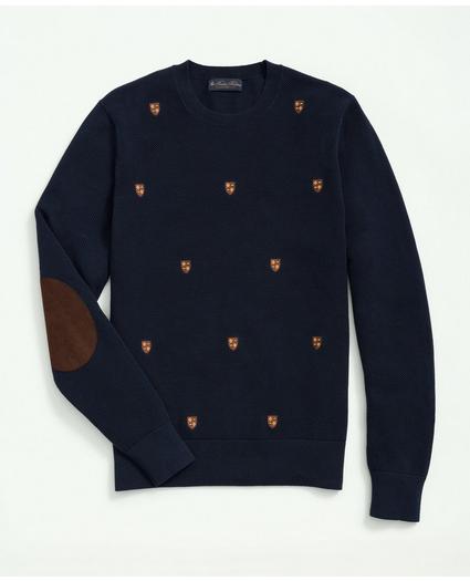 Cotton Crewneck Shield Embroidered Sweater, image 1