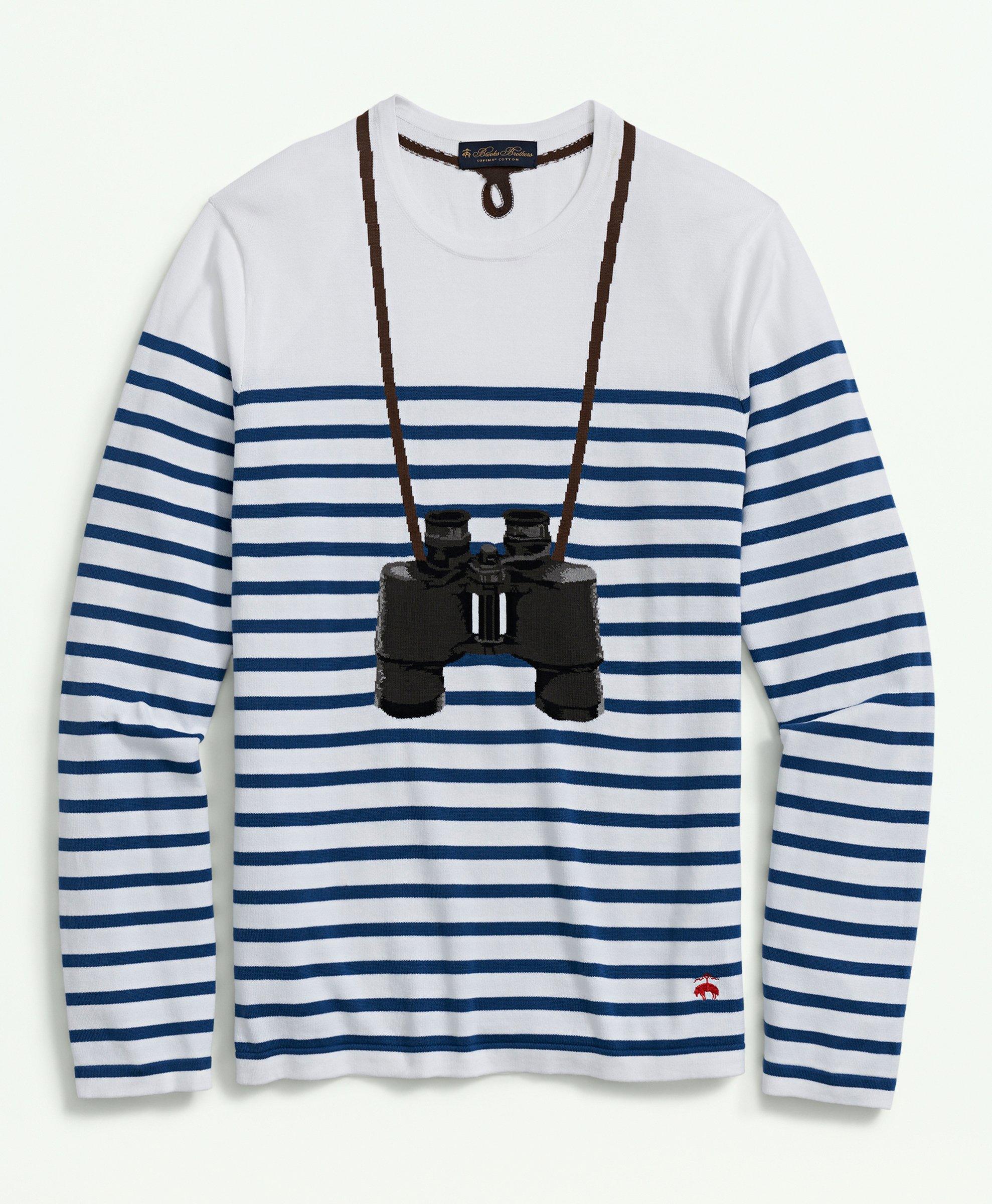 Binocular Trompe-l'oeil Crewneck Sweater in Supima® Cotton